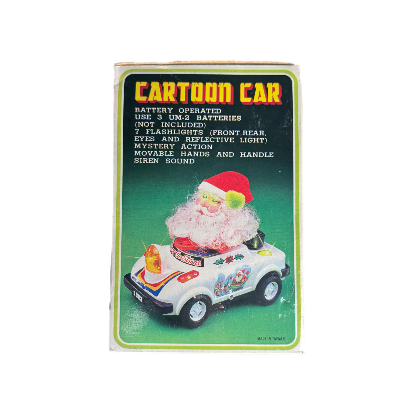 Vintage Santa Cartoon Car battery operated wacky Santa car