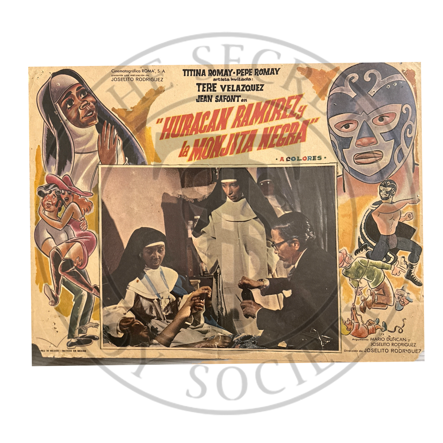 Vintage Lobby Card Huracán Ramírez y La monja Negra