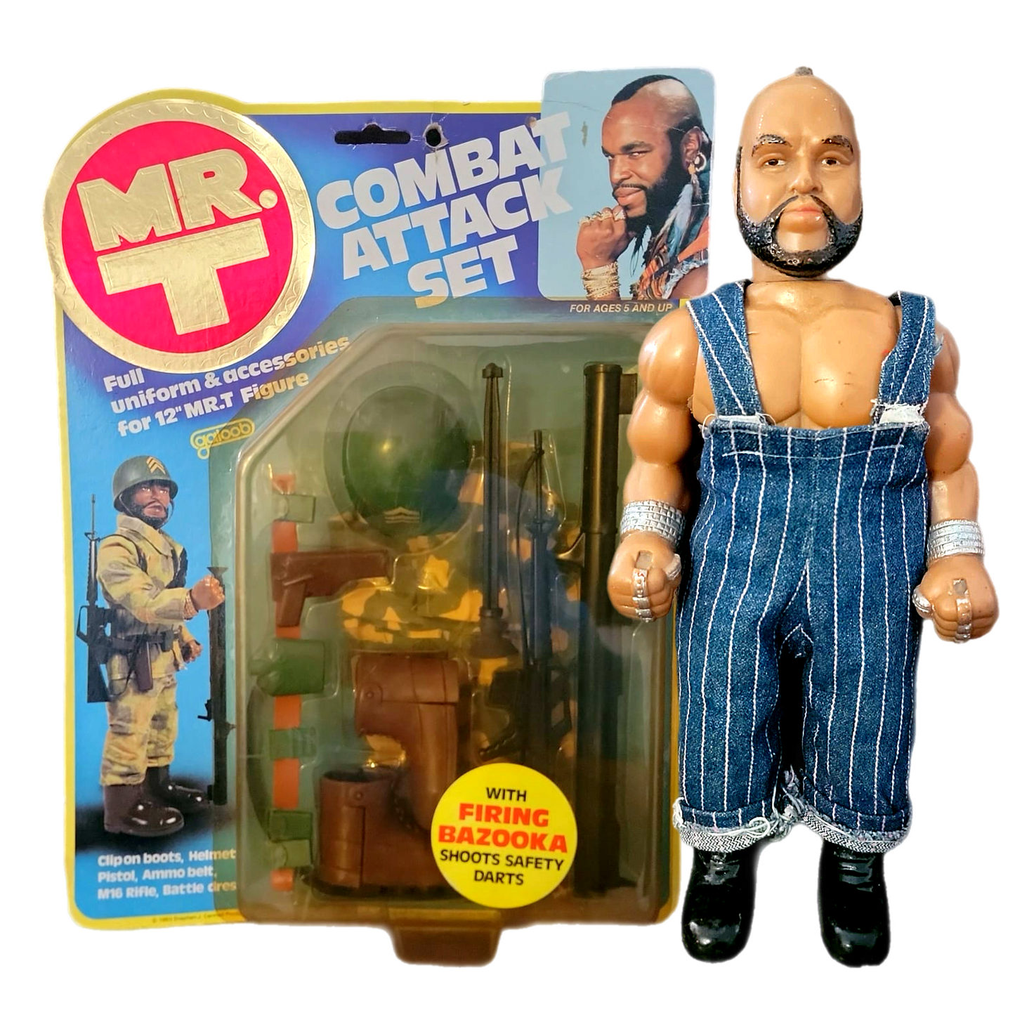 Vintage Argentinian Mr T W/ Galoob Combat Attack Set MOC