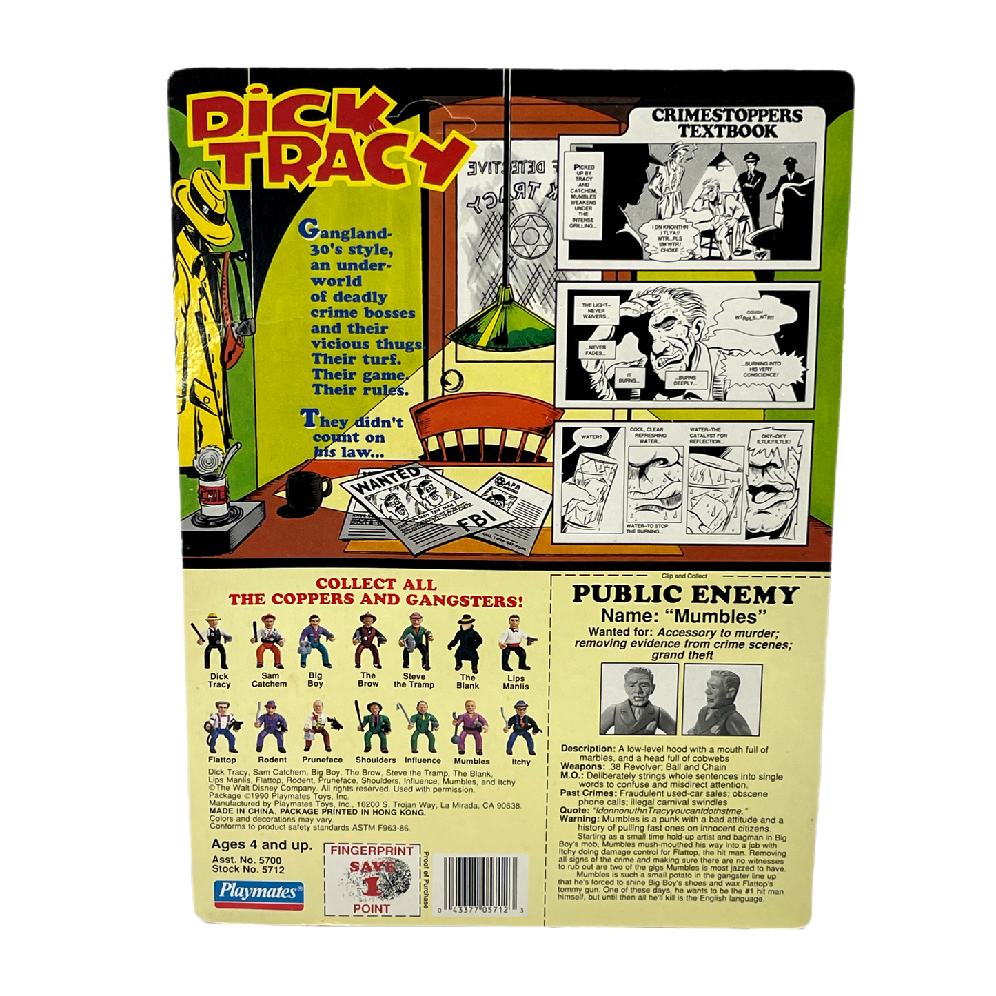 Playmates Dick Tracy Mumbles unpunched vintage action figure Dustin Hoffman