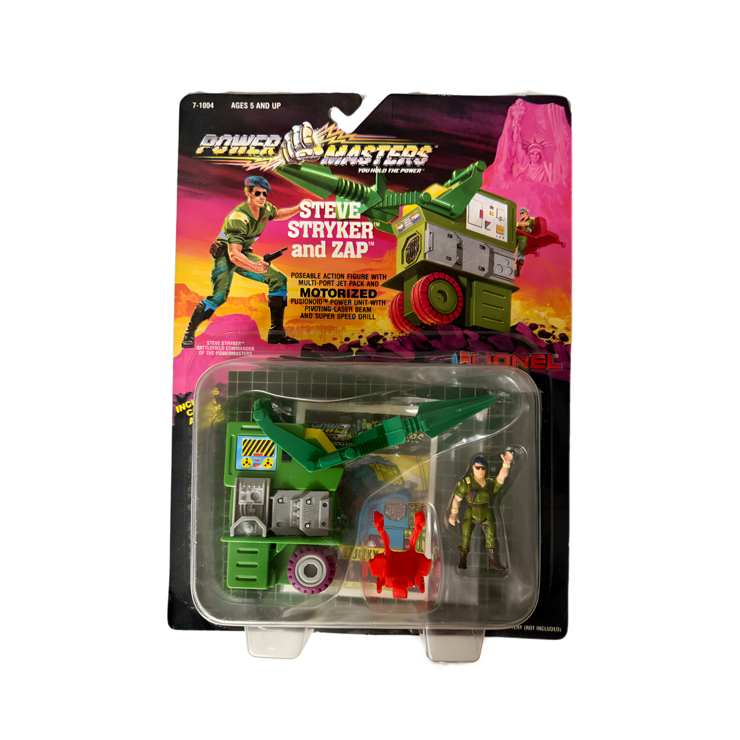 Lionel Power Masters Steve Stryker and Zap vintage action figure Moc Kenner mask 1980s