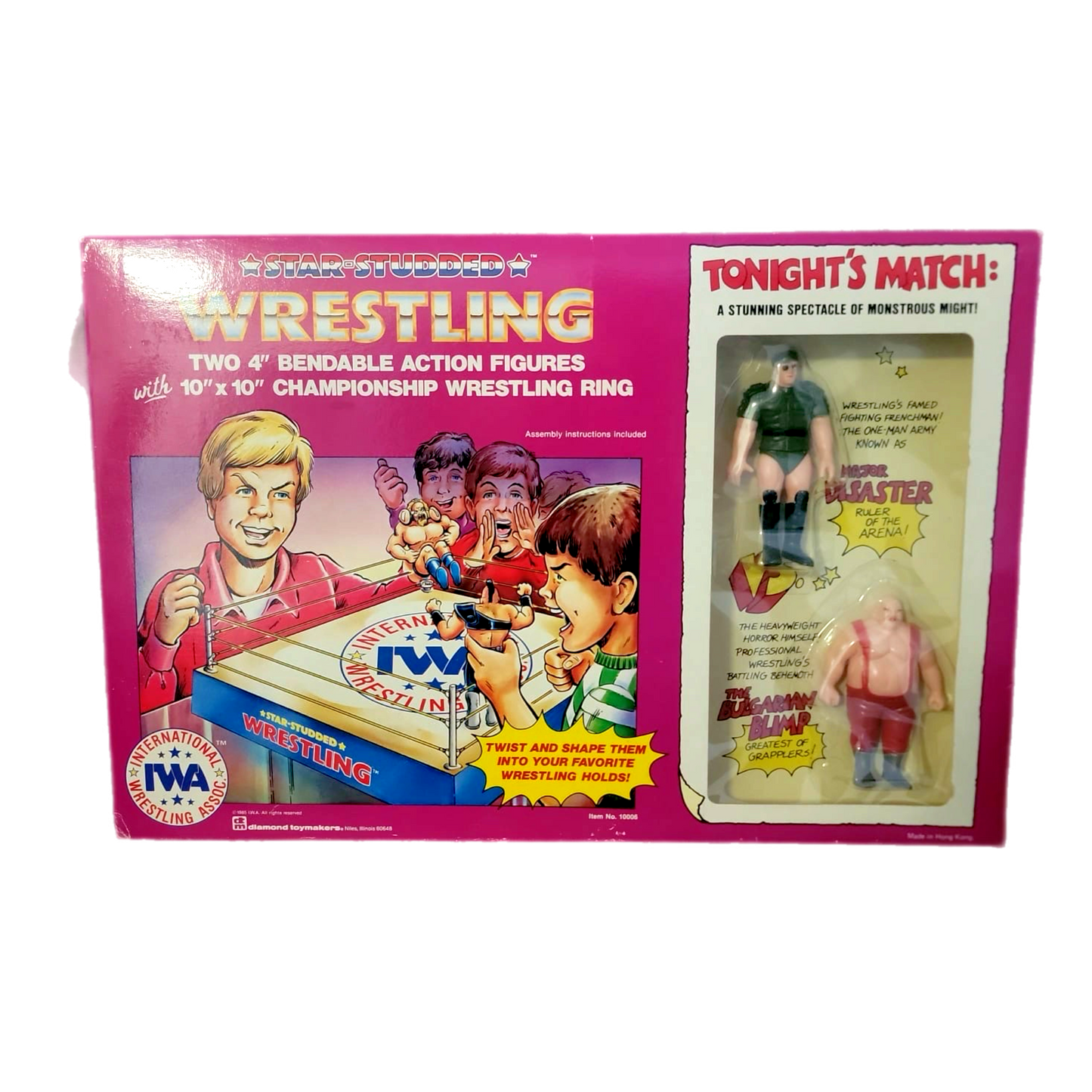 Diamond Toymakers Star Studded Wrestling championship wrestling ring playset W/ 2 figures misb