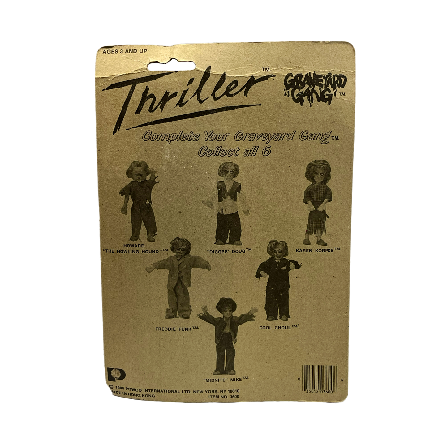 1984 Powco “Digger” Doug Thriller Graveyard Gang Glow in the dark 6” bendable figure Micheal Jackson ko vintage action figure Moc