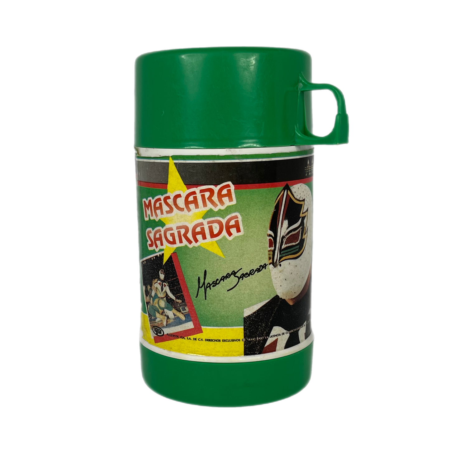AAA Mascara Sagrada vintage lunchbox thermos CMLL lucha libre