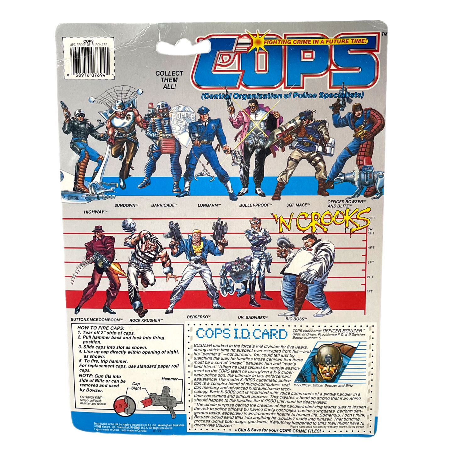 Hasbro Cops N Crooks K-9 Officer and Robot Dog Officer Bowser & Blitz vintage action figure Moc 80s