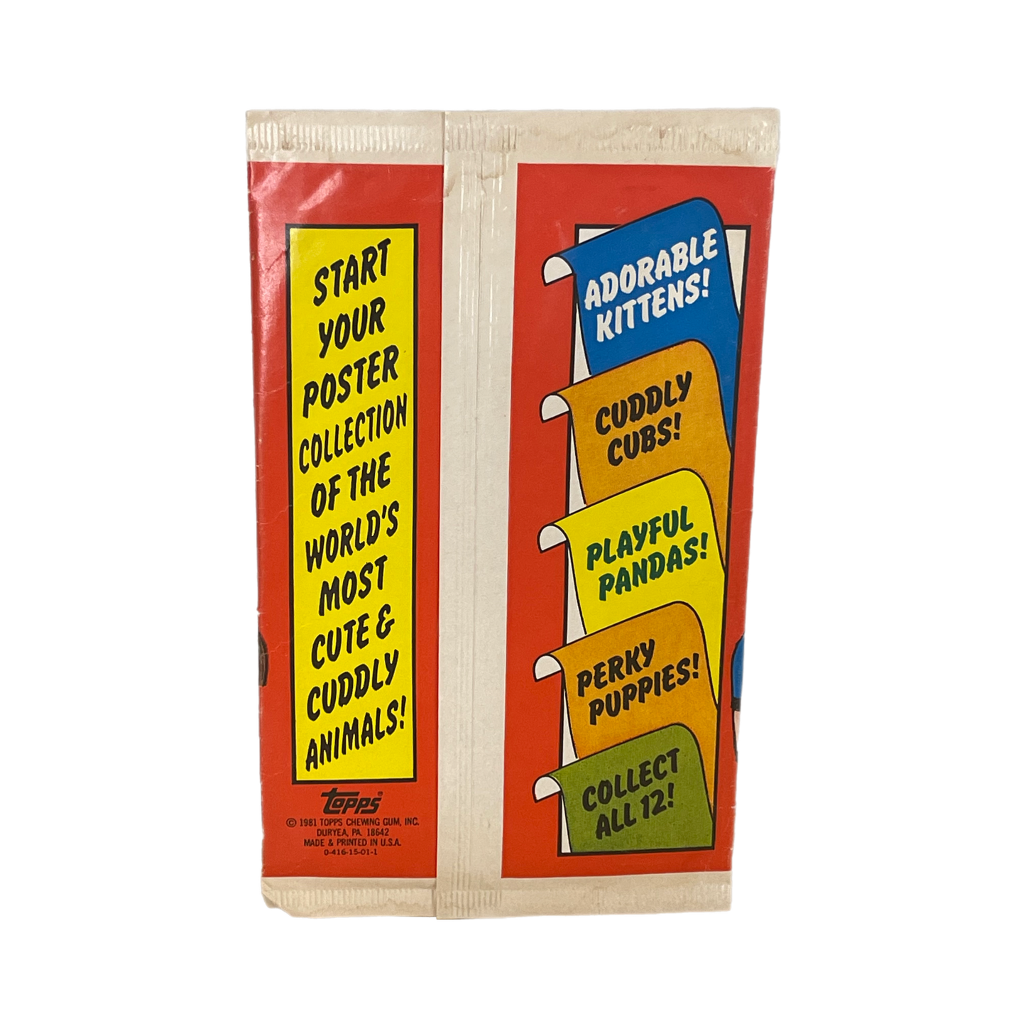 Topps 1981 Cute N Cuddly Animal Posters vintage sealed poster Topps trading cards