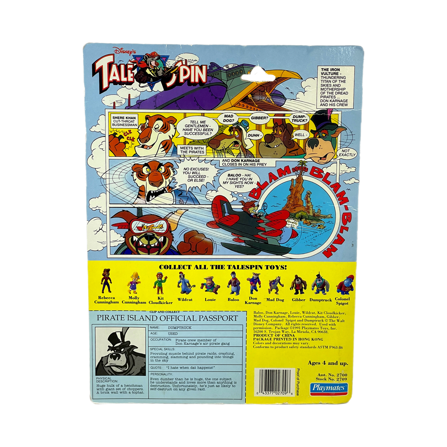 Disneys Tale Spin Dumptruck playmates vintage action figure Moc 90s