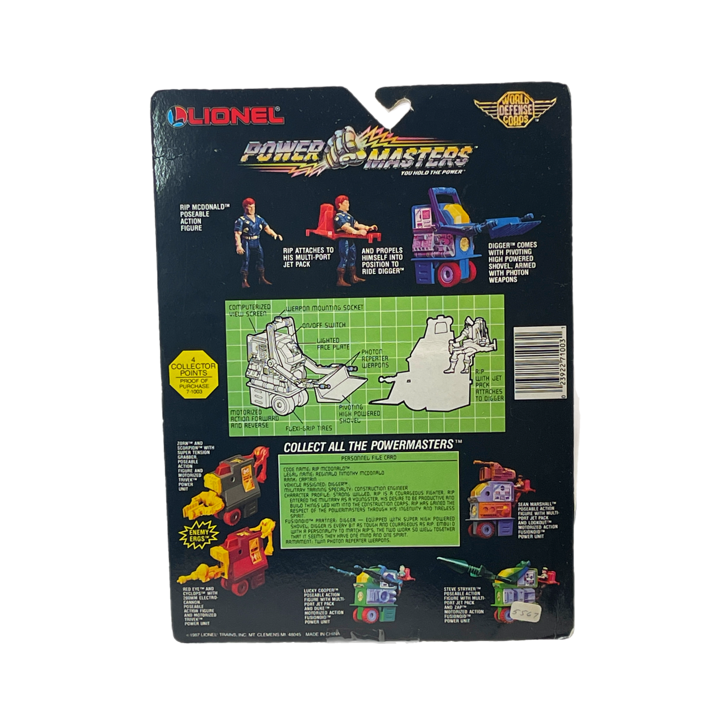 Lionel Power Masters Rip McDonald And Digger motorized vintage action figure 1980s Kenner mask