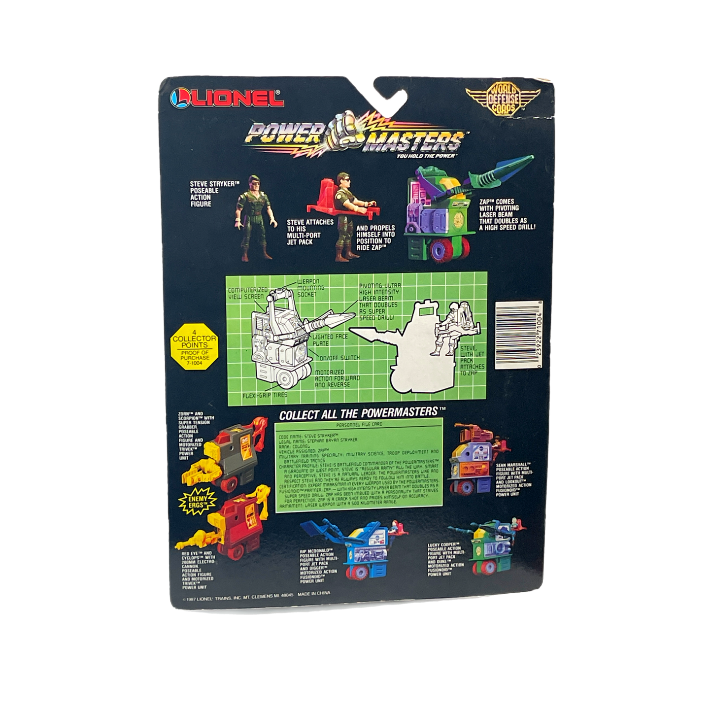 Lionel Power Masters Steve Stryker and Zap vintage action figure moc 1980s Kenner mask