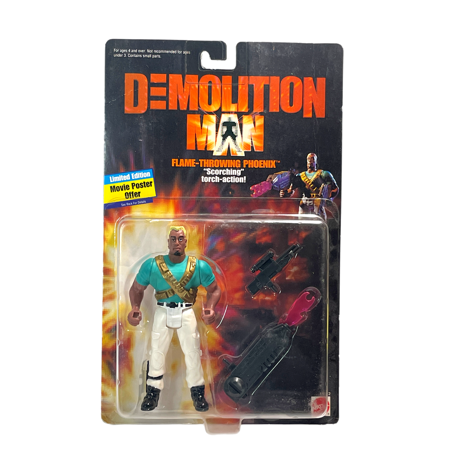 Mattel Demolition Man Flame Throwing Phoenix vintage action figure Moc early 90s
