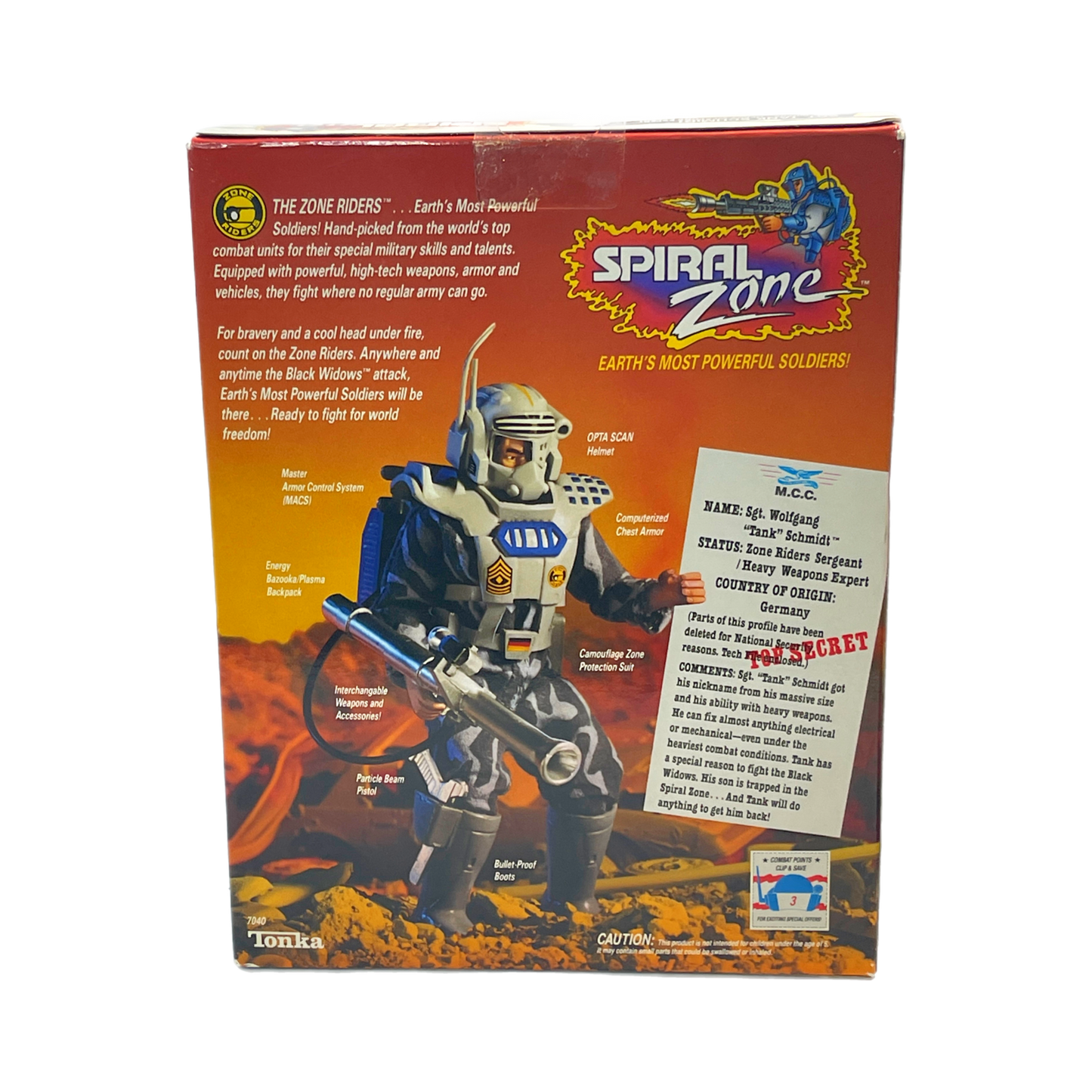Tonka Spiral Zone Sgt. Tank Schmidt Heavy Weapons Expert vintage action figure misb 1980s