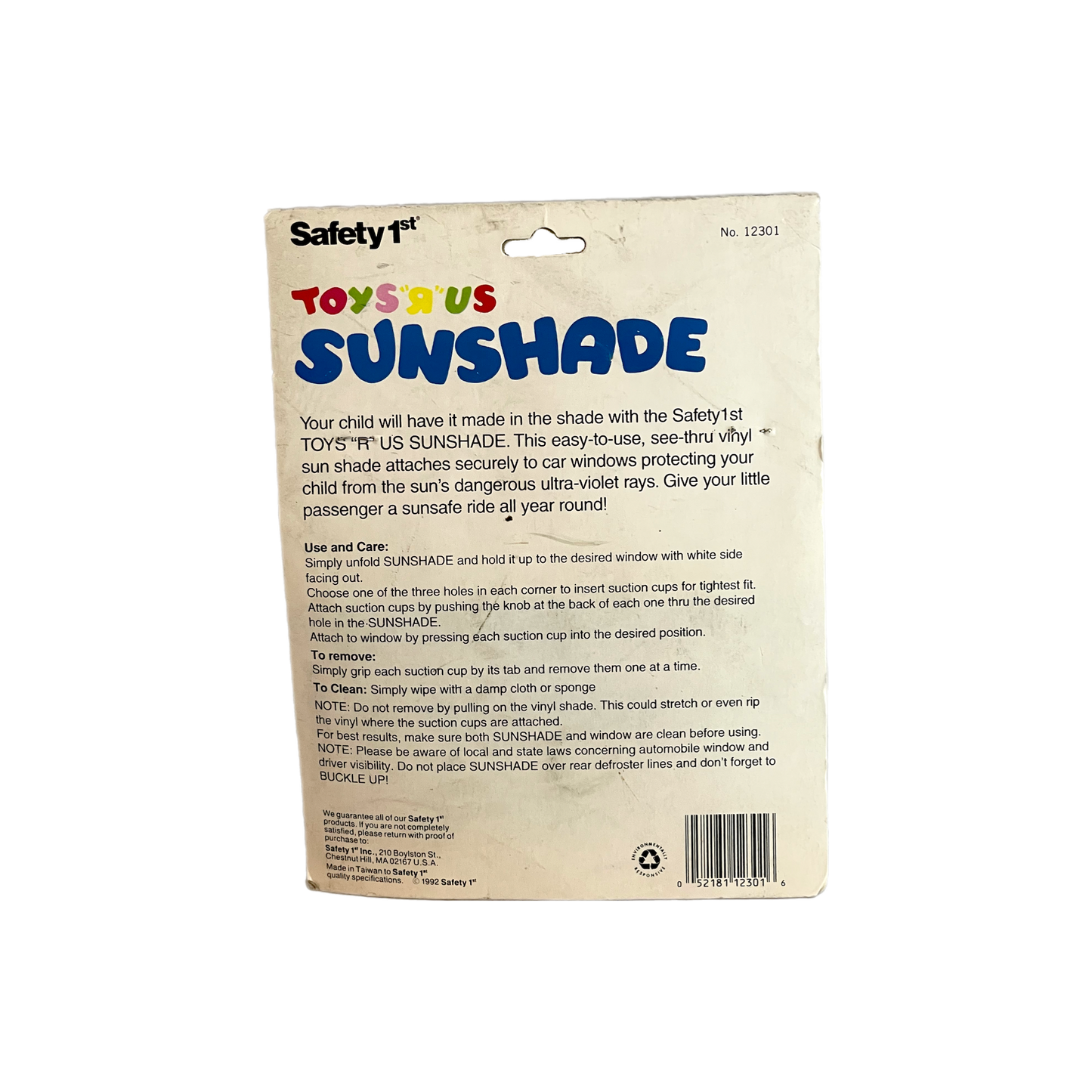 Toys R Us Vintage Window Shade for your automobile Rare toys r us sunshade