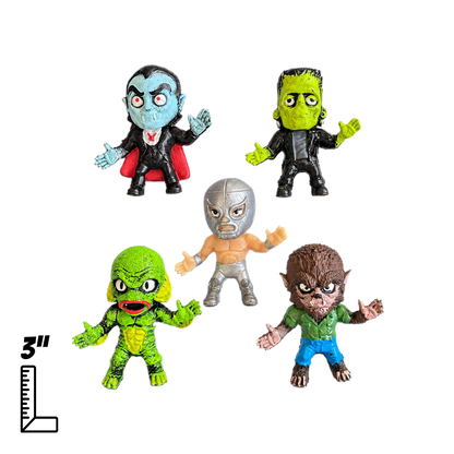 El Santo y Blue Demon vs Los Monstruos mini figures bootleg set
