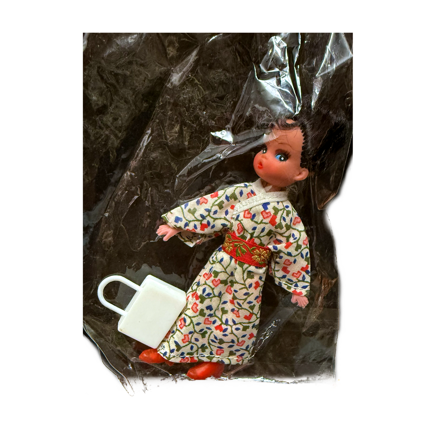 Vintage Mascot Doll figure KO Dolly Darling airline stewardess cute 70s doll kimono