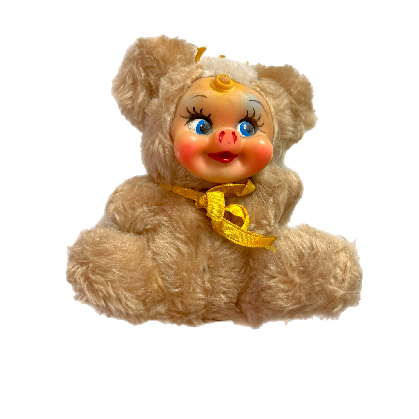 Vintage Rubber Face Plush Piggy Rushton style