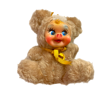Vintage Rubber Face Plush Piggy Rushton style