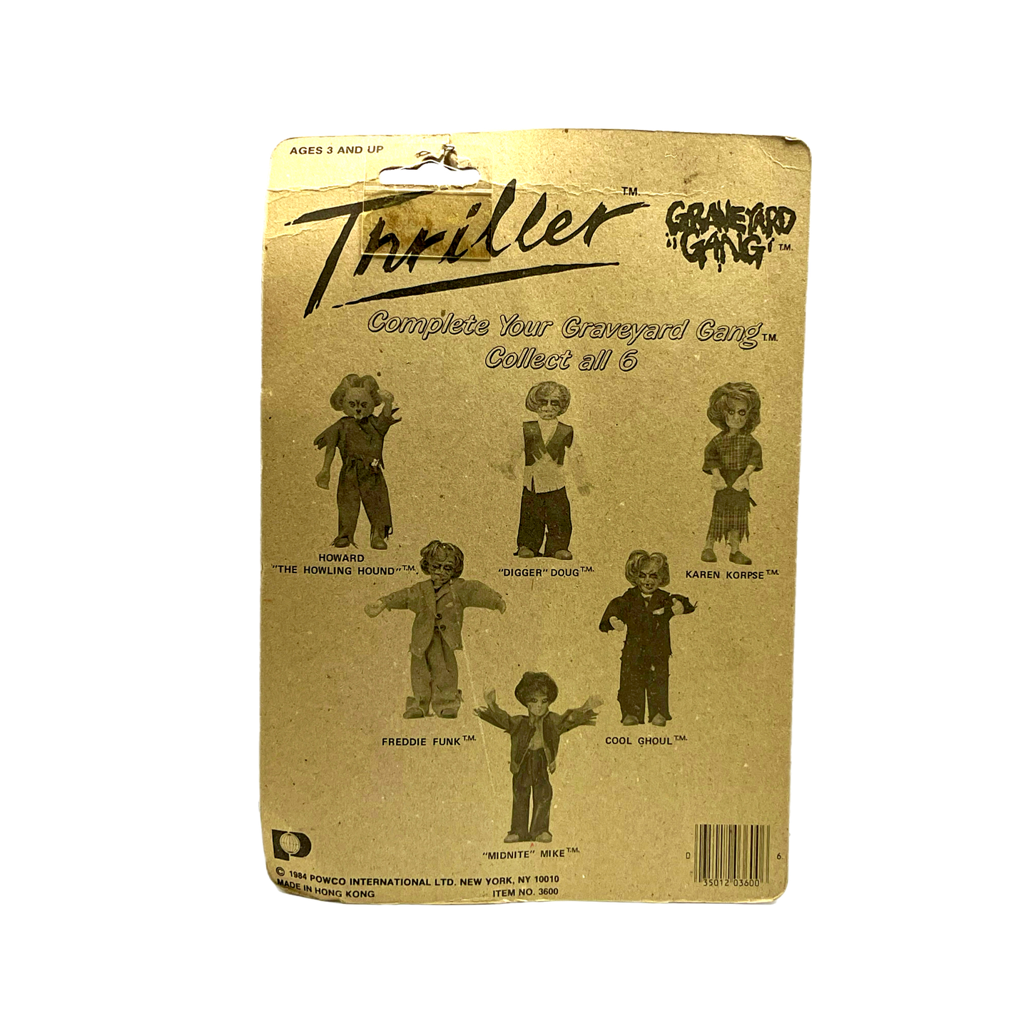 1984 Powco “Midnite” Mike Thriller Graveyard Gang Glow in the dark 6” fully bendable figure vintage action figure Moc Micheal Jackson KO