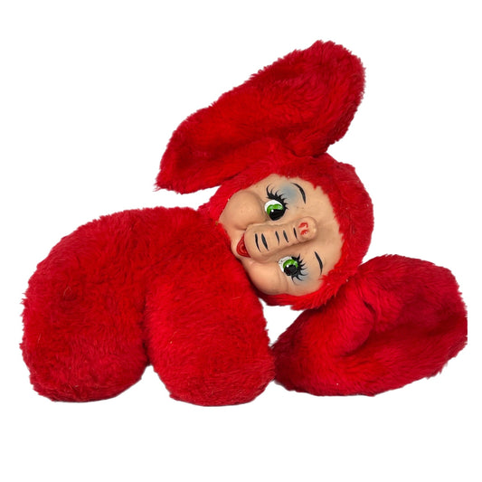 Rubberface Red Elephant plush vintage toy animal