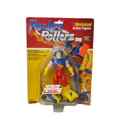 Signed Tyco Rocket Rollers Blue Bolt leading good guy vintage action figure 80s motu ko