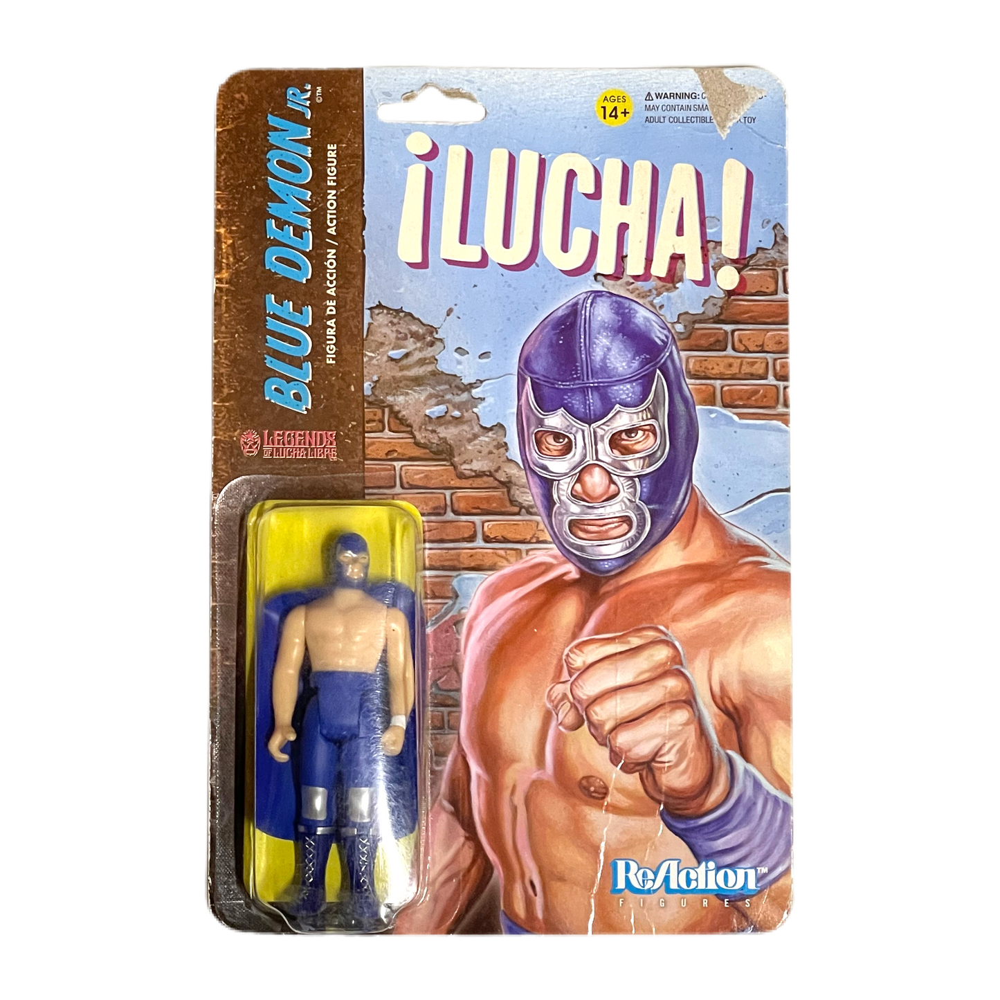 Super 7 lucha Blue demon jr reaction figure