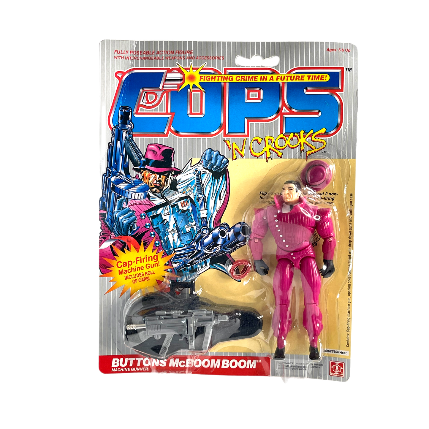 Hasbro Cops N Crooks Machine Gunner Buttons McBoomBoom vintage action figure moc