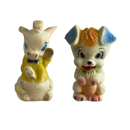 Vintage squeaky toy donkey and dog