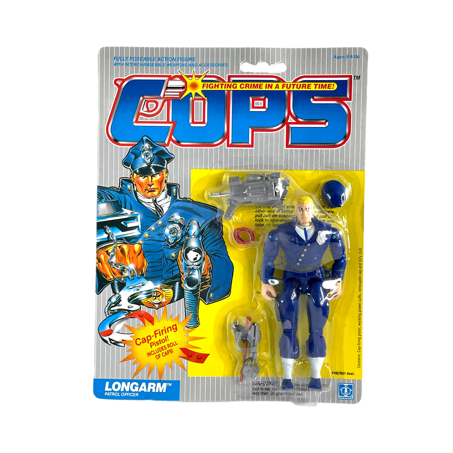 Hasbro Cops N Crooks LongArm Patrol Officer vintage action figure Moc