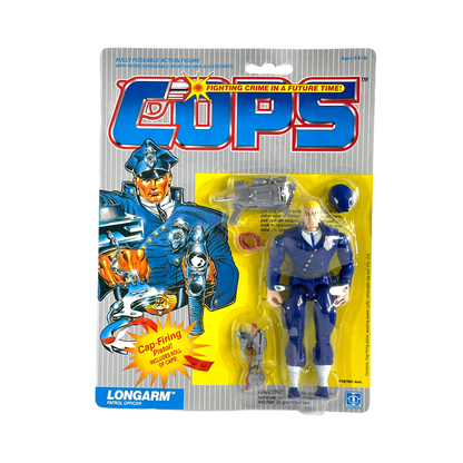 Hasbro Cops N Crooks LongArm Patrol Officer vintage action figure Moc