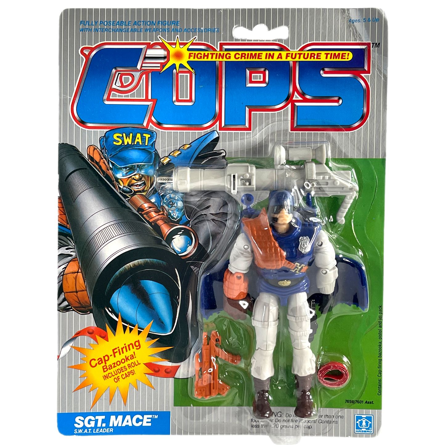 Hasbro Cops N Crooks S.W.A.T Leader Sgt. Mace vintage action figure Moc 80s