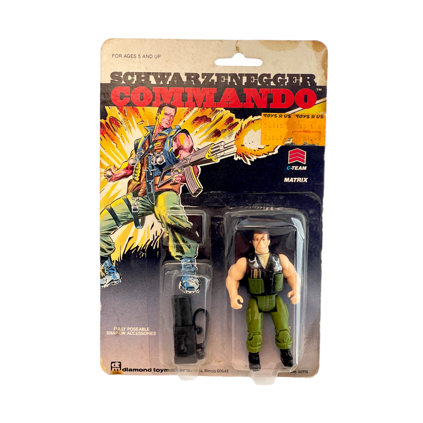 Commando Matrix vintage action figure Arnold Schwarzenegger Moc Diamond toymakers 1985